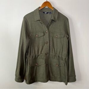 Lands’ End Womens Casual Army Green Cotton Shacket Size Small